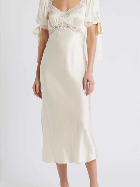 Reformation Dresses & Skirts - Kacey Musgraves Stella Lace Trim
Silk Midi Cream Dress